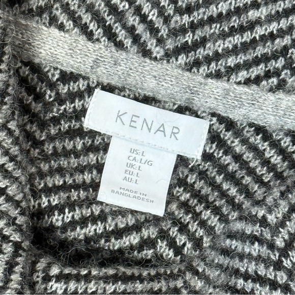 Kenar Black White Herringbone Wool Blend Jacket Large - Picture 8 of 11